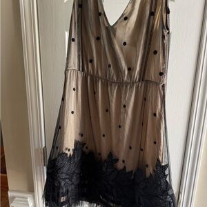 Yoana Baraschi Black and Tan Mesh Dress